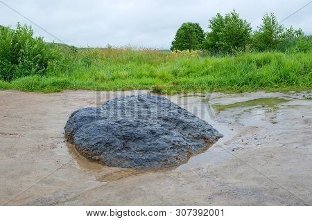 Pereslavl-zalessky, Yaroslavl Region, Russia - July 31, 2017: The Blue Stone In The National Park 
