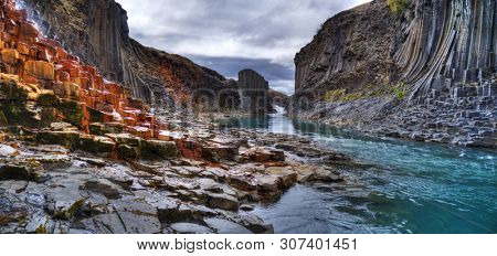 Studlagil basalt canyon, Iceland. One of the most wonderfull nature sightseeing in Iceland.