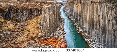 Studlagil basalt canyon, Iceland. One of the most wonderfull nature sightseeing in Iceland.