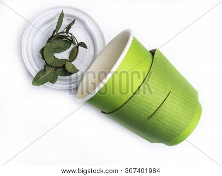 Natural Fgreen Paper Coffee Cup Isolated On White Background