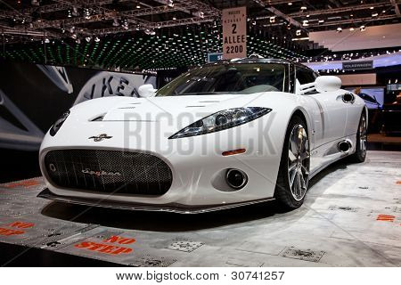 GENEVA - MARCH 8: The Spyker C8 on display at the 81st International Motor Show Palexpo-Geneva on March 8; 2011  in Geneva, Switzerland.