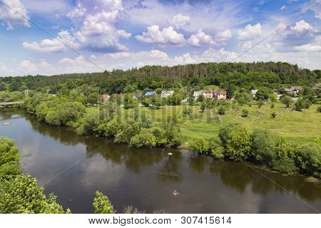 View Of The River Sluch And The Suburb Of The  Town Novohrad-volynskyi At Summer Day. Ukraine