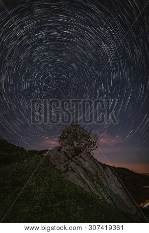 Via Lactea On Dolmen At The Top Of The Cobertoria, Asturias, Spain
