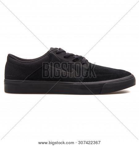 Vienna, Austria - August 25, 2017: Nike Sb Portmore Black Sneaker On White Background.