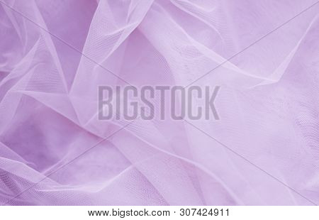 Pink Cloth, Airy Fatin Bridal Dress Background. Space For Text.