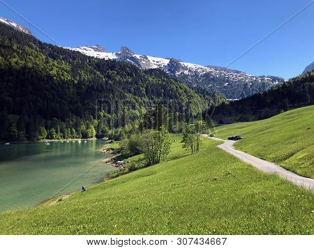 Road And Walk Through The Wagital Valley And By The Wagitalersee Or Waegitalersee Alpine Lake, Inner