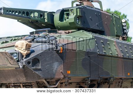 German Infantry Fighting Vehicle Drives On A Street