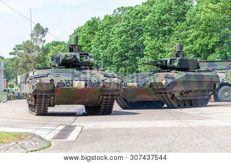 German Infantry Fighting Vehicle Drives On A Street