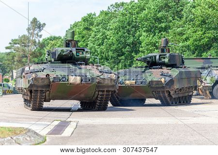 German Infantry Fighting Vehicle Drives On A Street