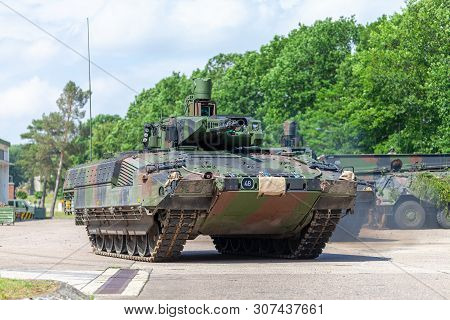 German Infantry Fighting Vehicle Drives On A Street