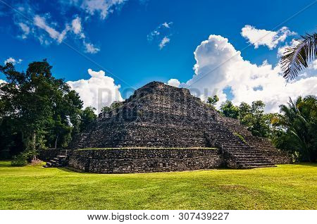 Chacchoben, Mexico - November 21, 2010. Archaeological Site Of Chacchoben In Yucatan Peninsula, Quin