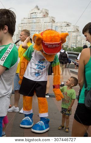 Minsk, Belarus - June 20, 2019. One Day Before Start Of 2nd European Games. Mascot Of Second Europea