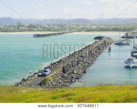 Coffs Harbour Marina Rock Breakwall And The Nearby Restored Coffs Harbour Ocean Timber Jetty. Safe H