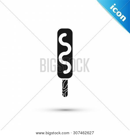 Black Ice Cream Icon Isolated On White Background. Sweet Symbol. Vector Illustration