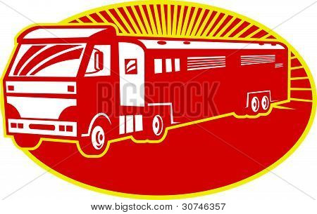 Cavallo trasporto camion rimorchio retrò