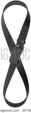 Smooth Leather Belt In Shape Of Eight Isolated On Transparent Background
