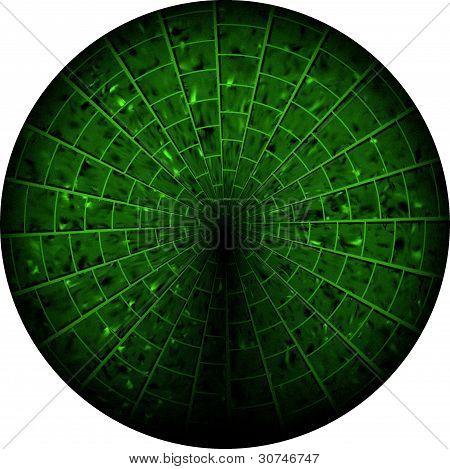 Circolare Vanishing Tunnel di vetro verde