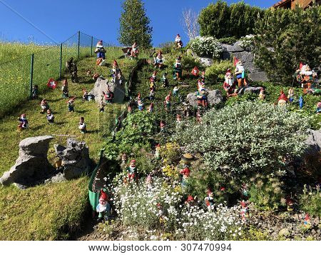 Garden Dwarves In The Valley Of Wagital Or Waegital And By The Alpine Lake Wagitalersee (waegitalers