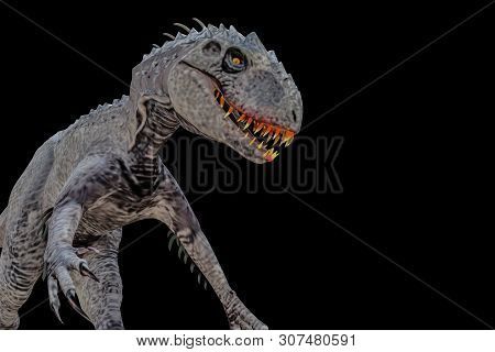 Indominus Rex Isolated On Black Background 3d Illustration