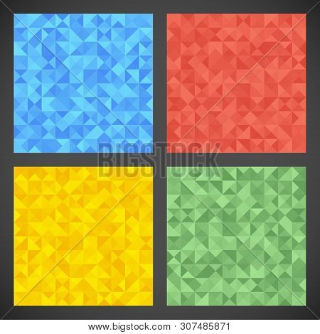 Set Of Four Colorful Seamless Triangular Patterns