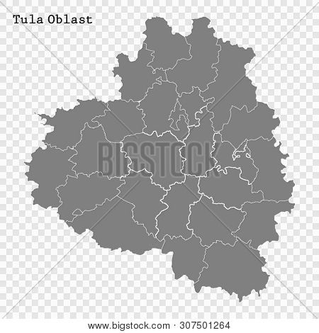 High Quality Map Of Tula Oblast Is A Region Of Russia With Borders Of The Districts