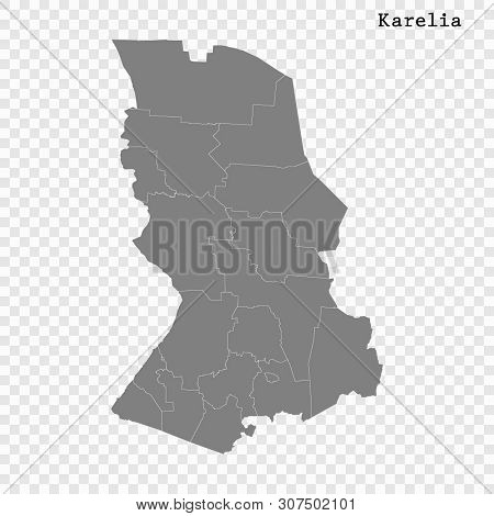 High Quality Map Of Karelia Is A Region Of Russia With Borders Of The Districts