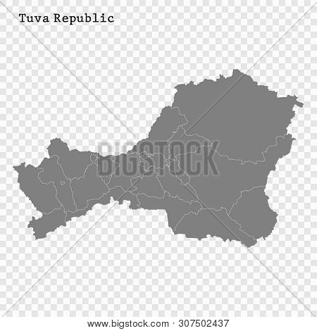 High Quality Map Of Tuva Is A Region Of Russia With Borders Of The Districts