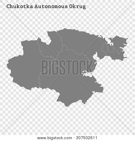 High Quality Map Of Chukotka Is A Region Of Russia With Borders Of The Districts
