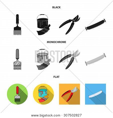 Vector Design Of Tool And Construction Logo. Set Of Tool And Carpentry Vector Icon For Stock.