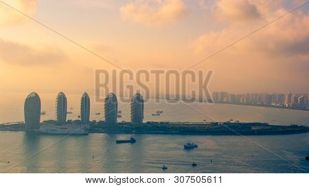 Sanya, Hainan Island, China - May 16, 2019: View Of Sanya Phoenix Island From Luhuitou Park