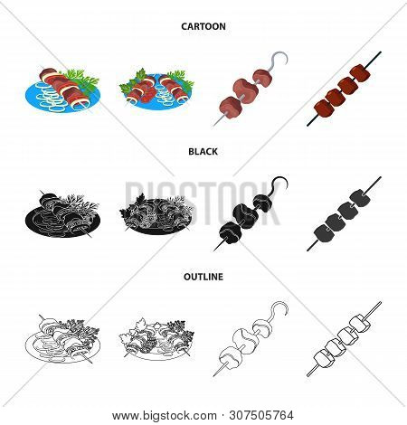Vector Design Of Grill And Bbq Sign. Set Of Grill And Cover Vector Icon For Stock.