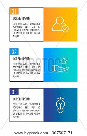 Modern Vector Illustration 3D. An Infographic Template With Three Steps And An Image Of Five Rectang