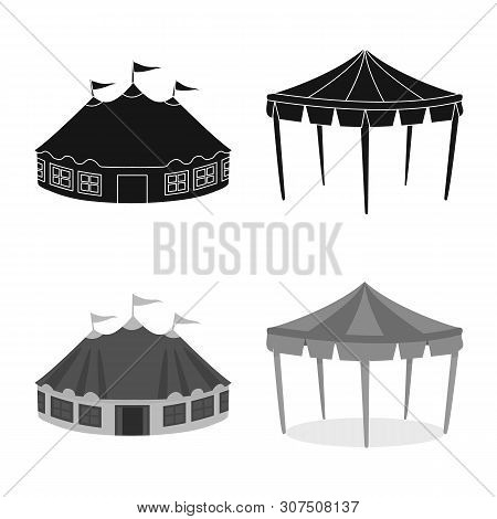 Vector Illustration Of Roof And Folding Sign. Set Of Roof And Architecture Vector Icon For Stock.
