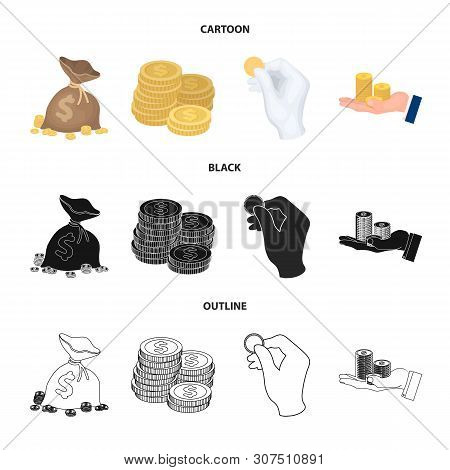 Vector Illustration Of Coin And Treasure Icon. Set Of Coin And Money Vector Icon For Stock.