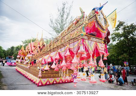 Uthaithanee,thailand -may 30 2019: Many Decorated Car In Procession Of 