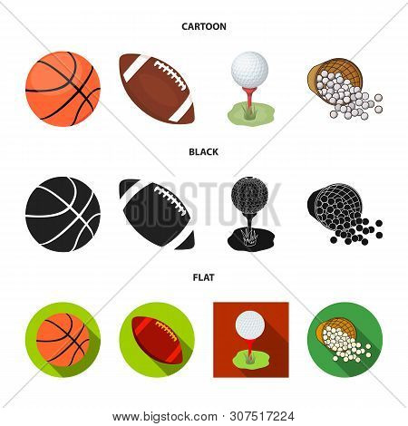 Vector Design Of Ball And Soccer Sign. Collection Of Ball And Basketball Vector Icon For Stock.
