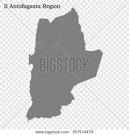 High Quality Map Of Antofagasta Is A Region Of Chile, With Borders Of The Provinces