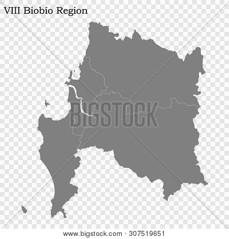 High Quality Map Of Biobio Is A Region Of Chile, With Borders Of The Provinces