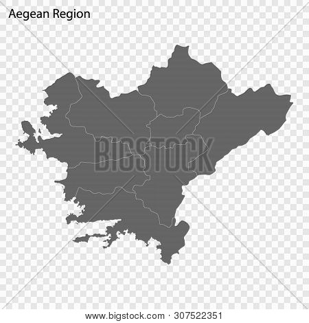 High Quality Map Of Aegean Is A Region Of Turkey, With Borders Of The Provinces