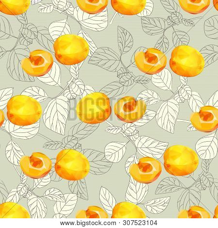 Seamless Pattern With Veicas And Fruits Of Apricot Berries