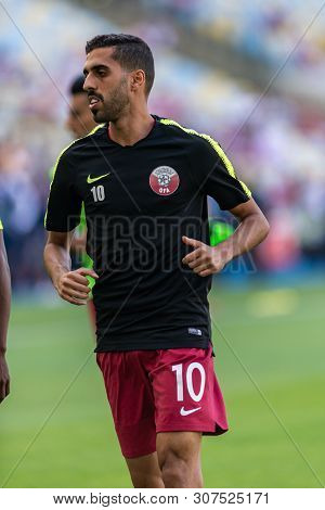 Rio De Janeiro, Brazil - June 16, 2019: Hassan Al Haidos Of Qatar During The 2019 America Cup Group 
