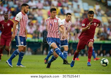 Rio De Janeiro, Brazil - June 16, 2019: F. Balbuena Of Paraguay Kicks The Ball During The 2019 Ameri