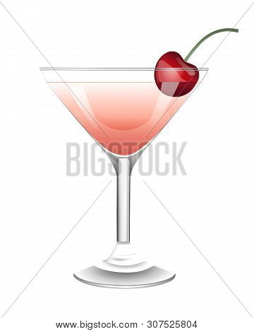 Cherry Cocktail Illustration Vector On White Background