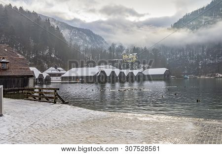 Scenery Around Schoenau Am Koenigssee In Bavaria At Winter Time
