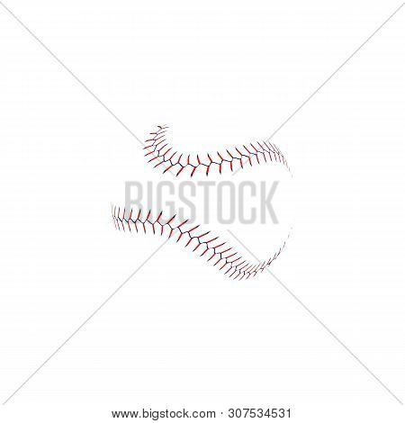 Baseball Ball Double Stitch Seam Line With Realistic Lace Texture, Wavy Softball Game Equipment Lace