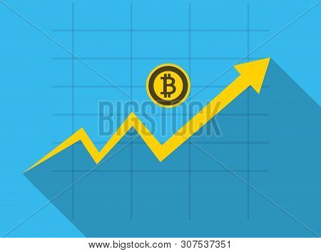 Business Bitcoin Concept Growth Chart On Graph Background,vector Illustration