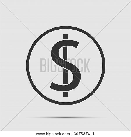 Symbol Coin Dollar Black Icon On White Background,vector Illustration