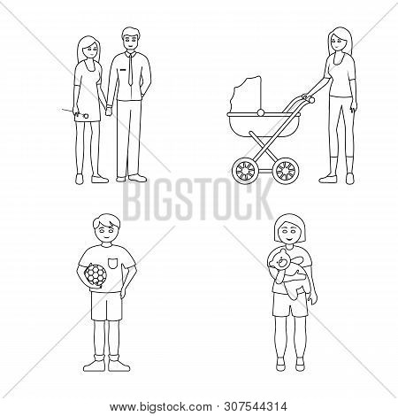 Vector Illustration Of Happy And Character Sign. Set Of Happy And Portrait Stock Vector Illustration