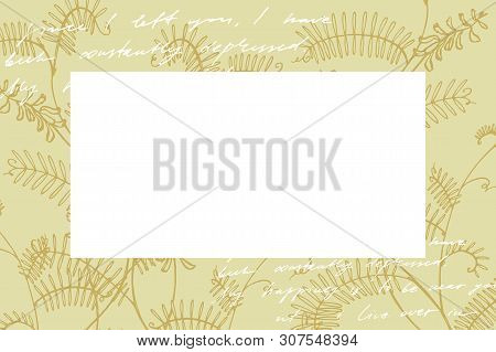 Branch Of Wild Plant Vicia Cracca. Hand Drawn Flowers And Plants Teamplate Horizontal Cards. Handwri