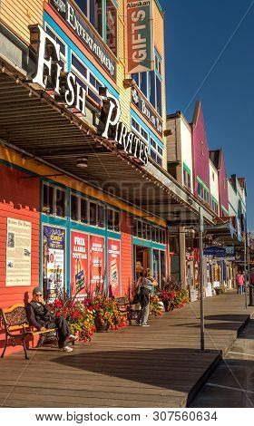 Sept. 17, 2018 - Ketchikan, Ak: Shops And Boardwalk, Spruce Mill Way, Near Closing Time.